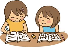 子供が勉強しているイラスト