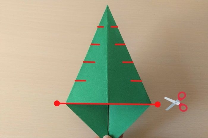 ペーパークラフトの立体クリスマスツリーの折り方手順13