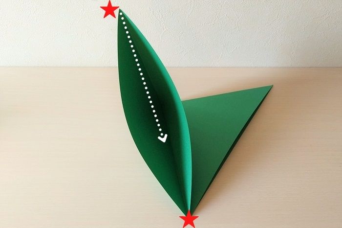 ペーパークラフトの立体クリスマスツリーの折り方手順4